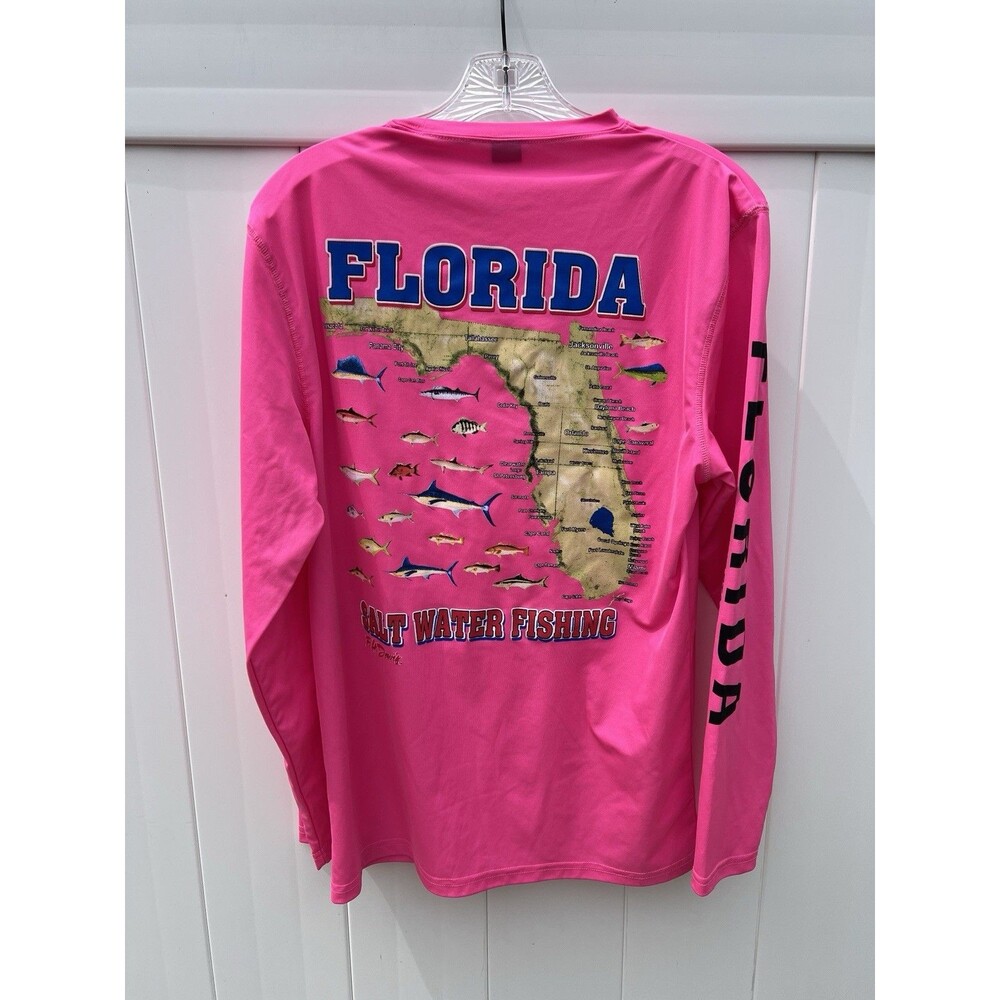 Zorrel Syntrel Fishing Shirt Pink Fish Saltwater Florida Long Sleeve Sz Medium